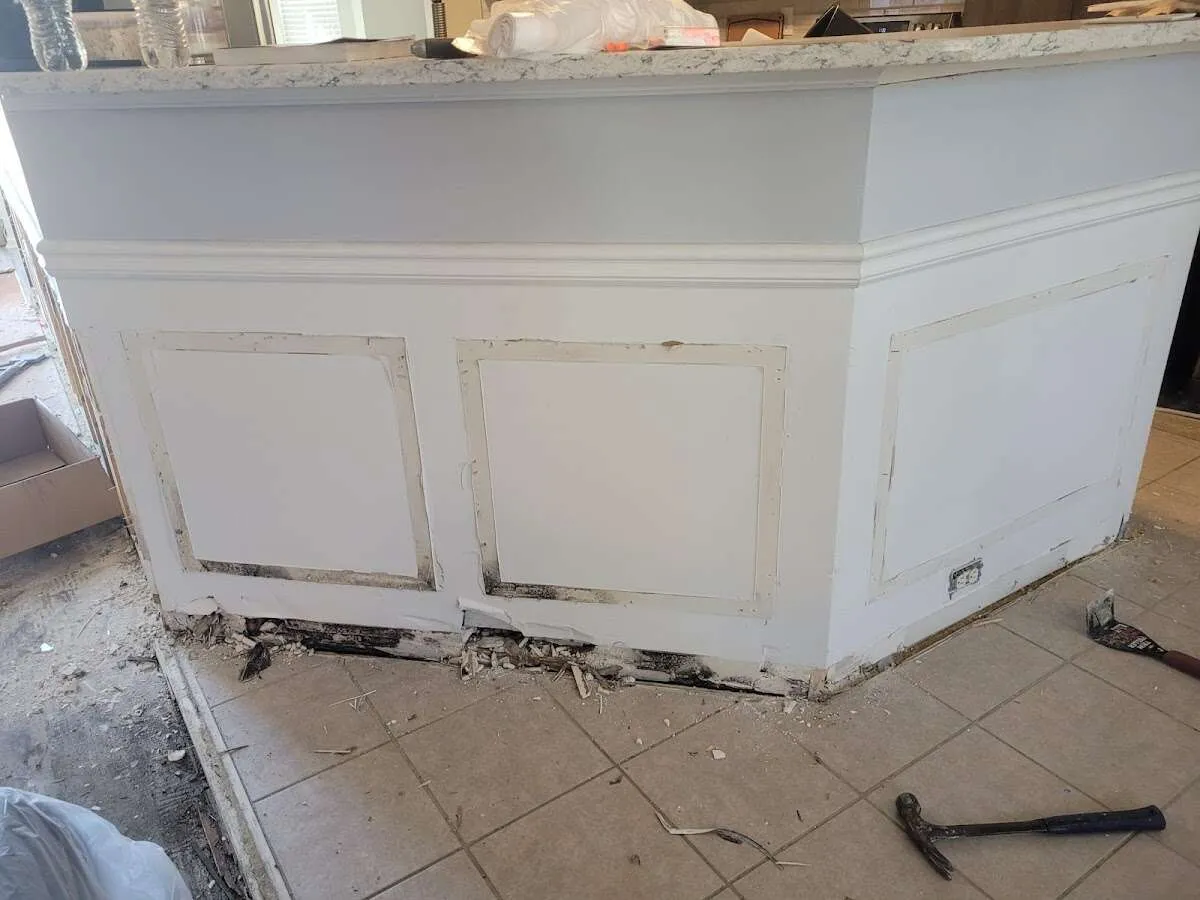 Water damage and mold on kitchen during Burst Pipe Cleanup in Cairo